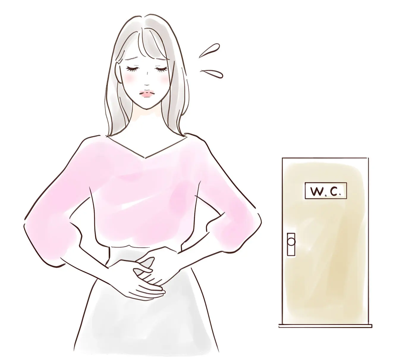 腹部を押さえて悩む女性